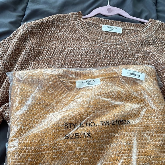 Bundle of 2 Sweaters, Zenana Sweater Top, Golden Mustard and Camel, New. - Picture 2 of 3